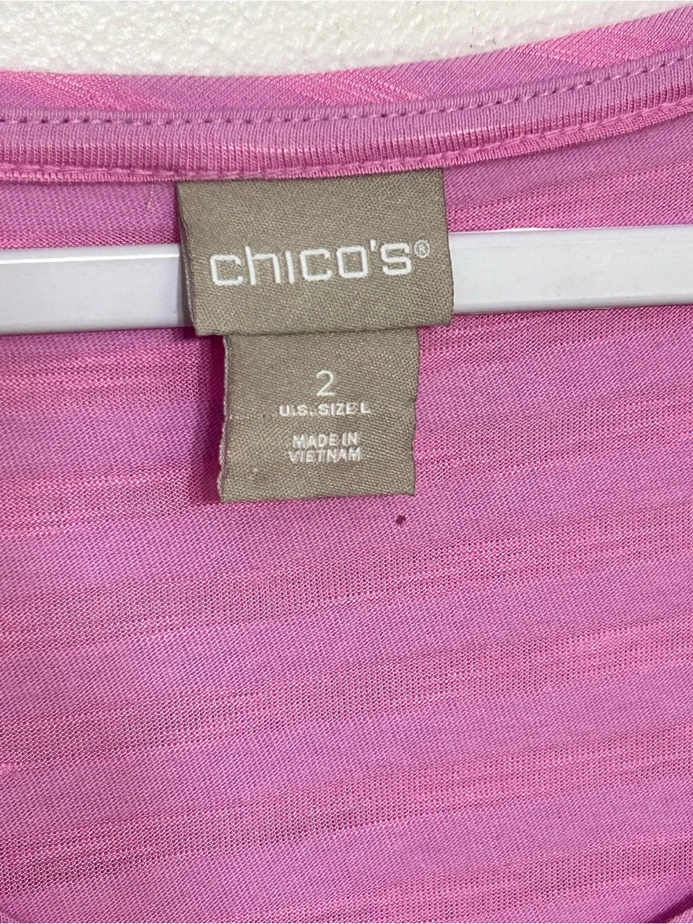 Chicos Bundle of 2 Layered Hem Striped V Neck Shirts Womens Size 12 Blue & Pink - Picture 10 of 13